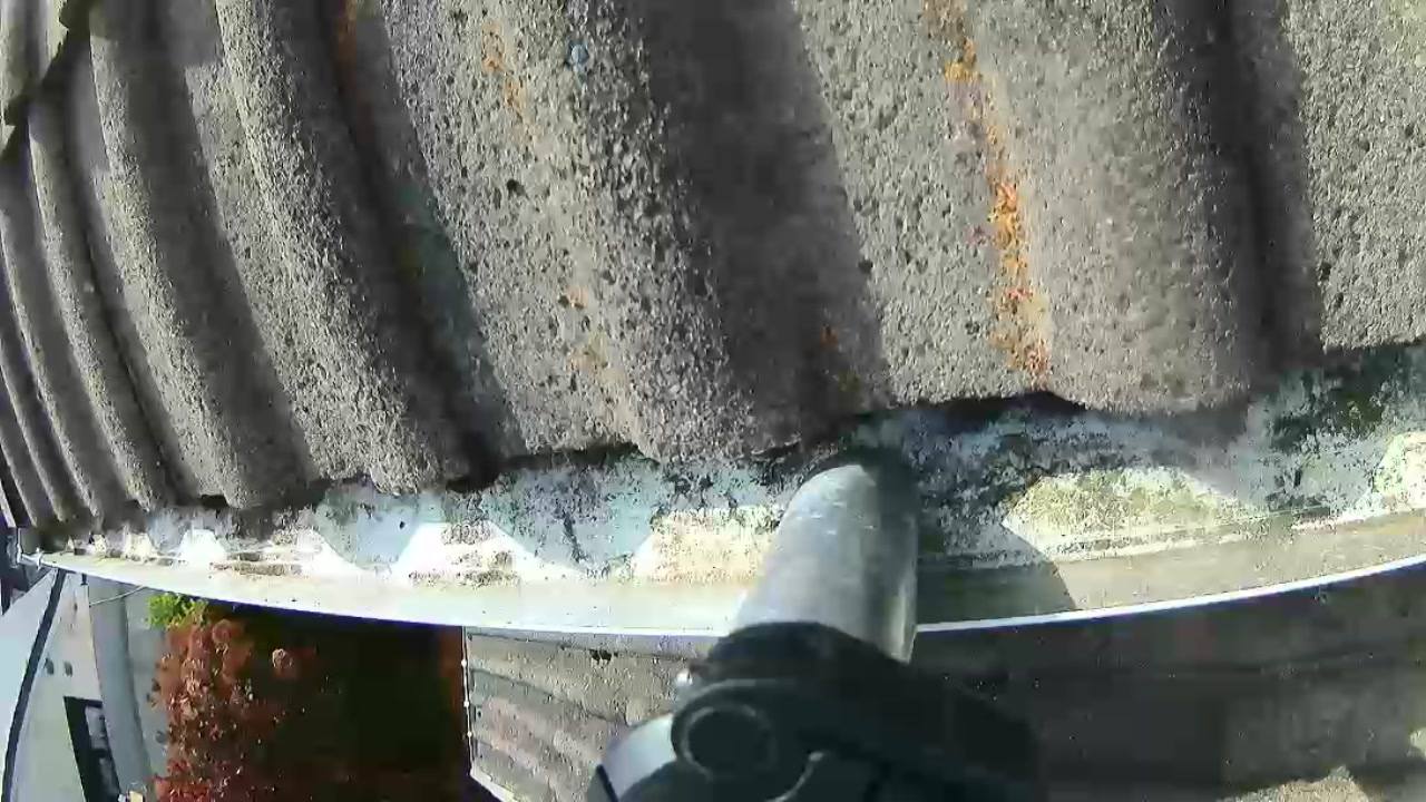 Close-up of metal guttering work
